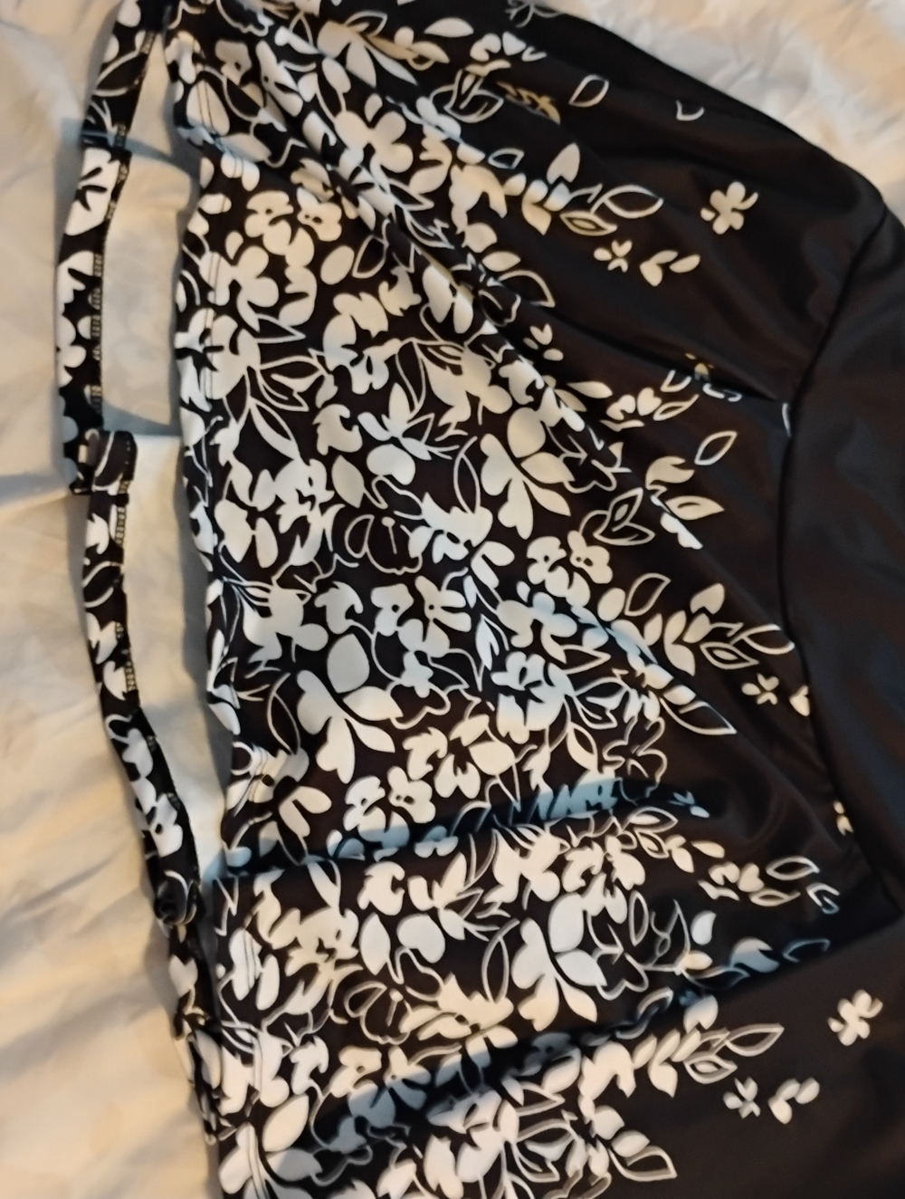 Black & White Floral Halter Swim Top